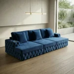 3 Seater Luna Blue Chesterfield Cinema Sofa Chair Comfort Kingdom UK