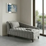 Grey Black Modern Chaise Lounge with Tufted Seat Comfort Kingdom UK