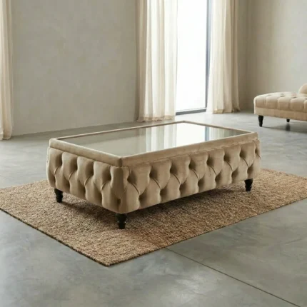 Mono Cream Upholstered Coffee Table Comfort Kingdom UK
