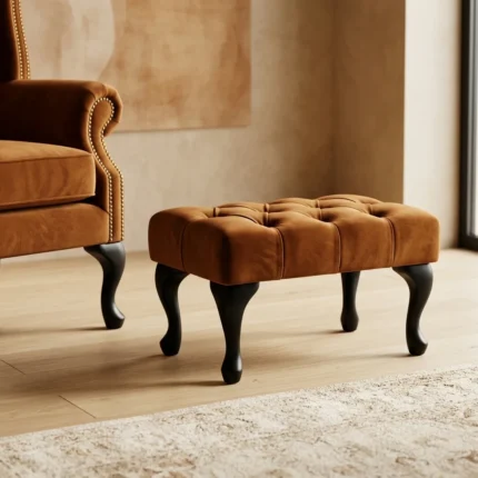 Theo Brown Queen Anne Chair Footstool Comfort Kingdom UK